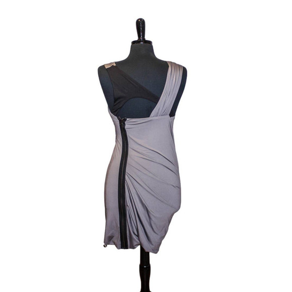 Venus Mini Dress Bodycon Asymmetrical Zipper Back Gray Size 6 - Picture 2 of 3